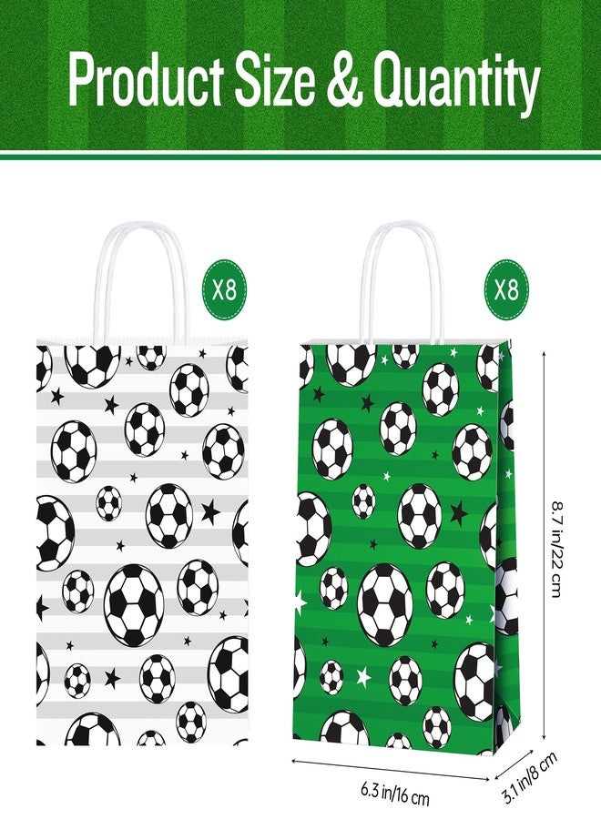 MIMIND 16 Pack Soccer Gift Bags with Handles Paper Party Favor Goodie Bags Soccer Treat Bags for Birthday Game Day Sport Themed Party Supplies - Image 2